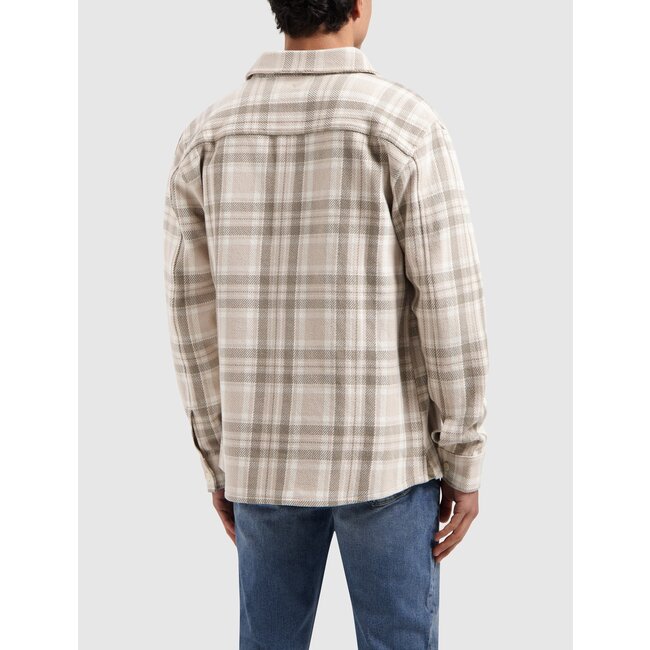 PURE PATH HEAVY TWILL CHECKED SHIRT SAND