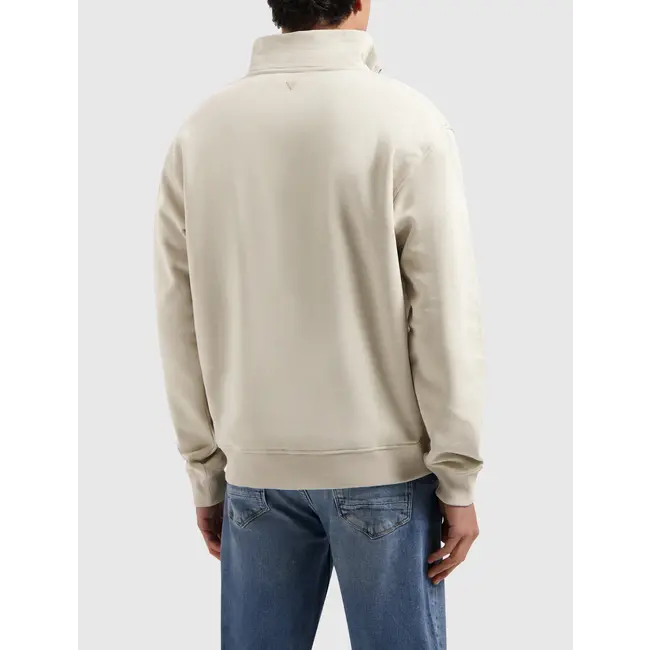 PURE PATH EMBROIDERY HALF-ZIP SWEATER SAND