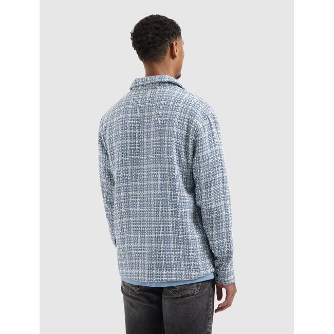 PURE PATH STRUCTURED CHECKED OVERSHIRT BLUE GREY