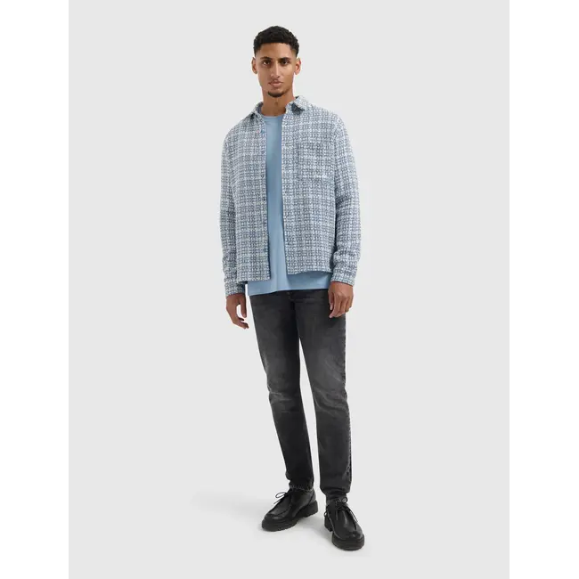 PURE PATH STRUCTURED CHECKED OVERSHIRT BLUE GREY