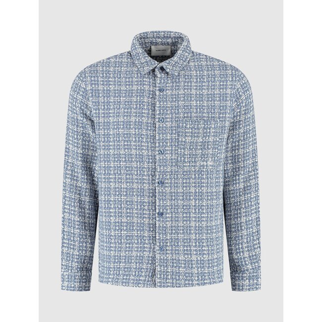 PURE PATH STRUCTURED CHECKED OVERSHIRT BLUE GREY