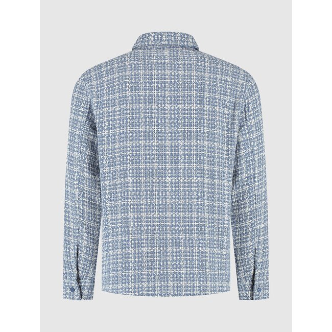 PURE PATH STRUCTURED CHECKED OVERSHIRT BLUE GREY