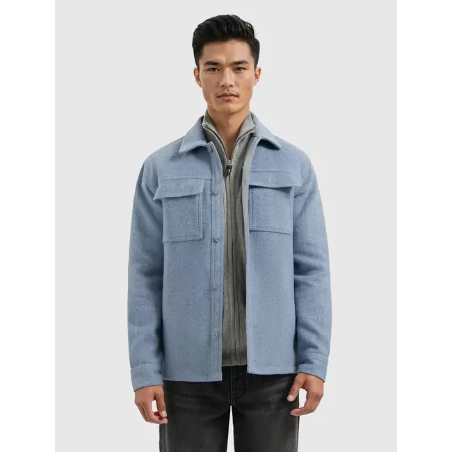 PURE PATH FLANNEL OVERSHIRT MID BLUE