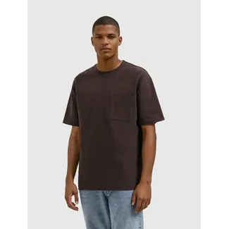 PURE PATH STRUCTURE POCKET T-SHIRT DARK BROWN