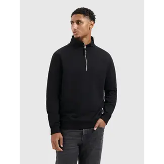 PURE PATH EMBROIDERY HALF-ZIP SWEATER BLACK