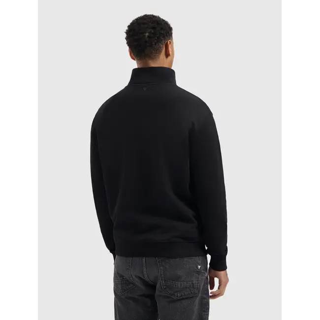 PURE PATH EMBROIDERY HALF-ZIP SWEATER BLACK