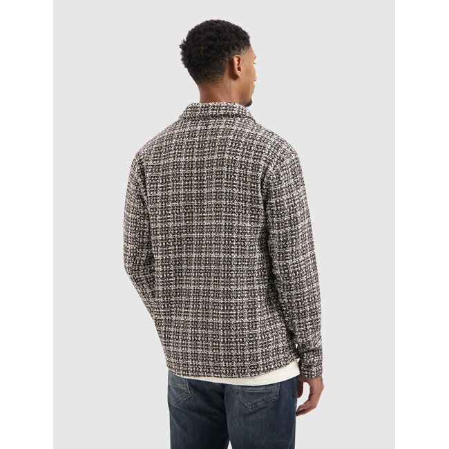 PURE PATH STRUCTURED CHECKED OVERSHIRT DARK BROWN