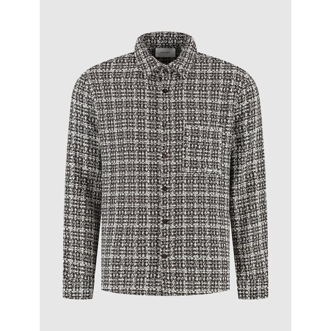 PURE PATH STRUCTURED CHECKED OVERSHIRT DARK BROWN
