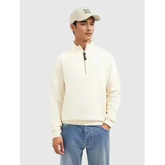 PURE PATH EMBROIDERY HALF-ZIP SWEATER ECRU