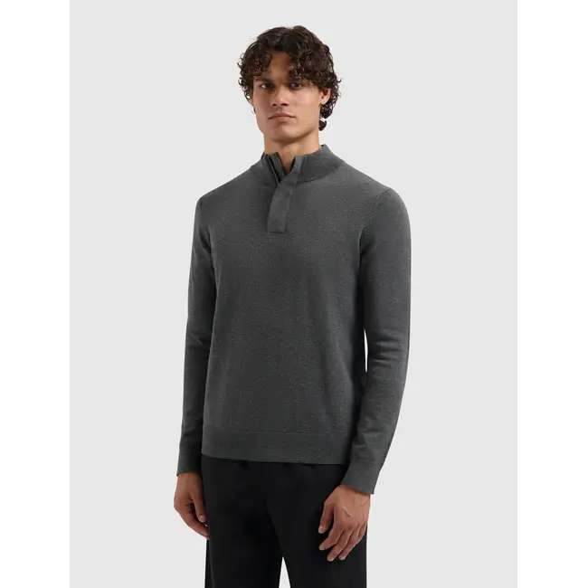 PURE PATH KNIT HIDDEN HALF-ZIP SWEATER ANTRA MELANGE
