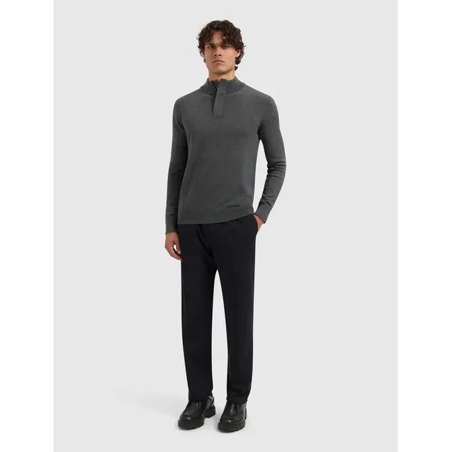 PURE PATH KNIT HIDDEN HALF-ZIP SWEATER ANTRA MELANGE