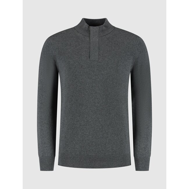 PURE PATH KNIT HIDDEN HALF-ZIP SWEATER ANTRA MELANGE