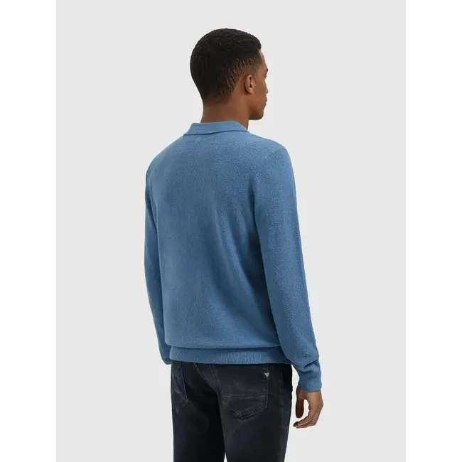 PURE PATH TOWEL KNIT HALF-ZIP POLO BLUE GREY