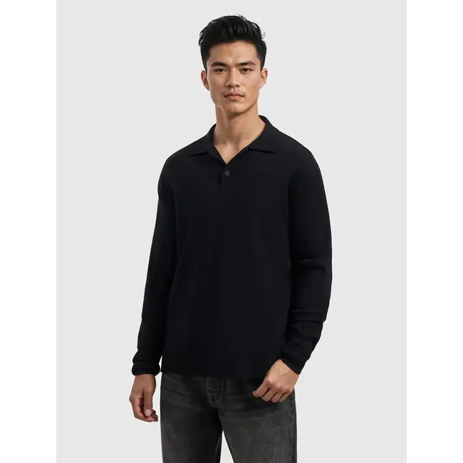 PURE PATH HEAVY KNIT POLO BLACK