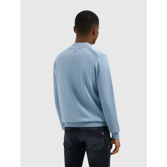 PURE PATH KNIT HIDDEN HALF-ZIP SWEATER MID BLUE