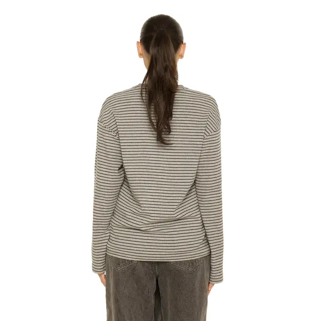 L.A Sisters LS OVERSIZED STRIPED TEE DARK GREY