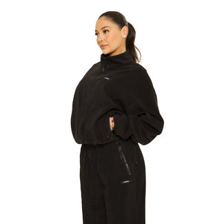 L.A Sisters FLEECE ZIP UP JACKET BLACK