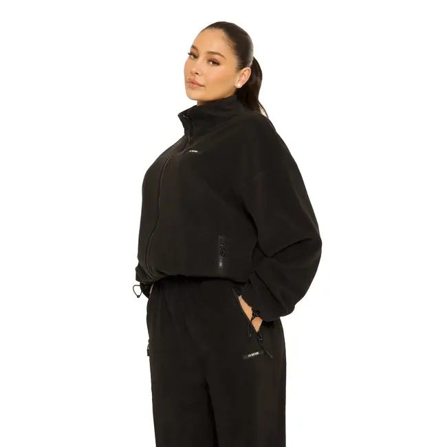 L.A Sisters FLEECE ZIP UP JACKET BLACK