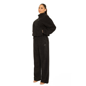 L.A Sisters FLEECE STRAIGHT LEG PANTS BLACK