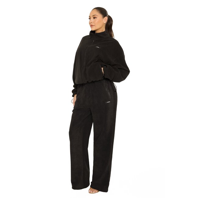 L.A Sisters FLEECE STRAIGHT LEG PANTS BLACK