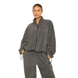 L.A Sisters FLEECE ZIP UP JACKET GREY