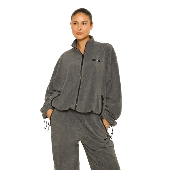 L.A Sisters FLEECE ZIP UP JACKET GREY