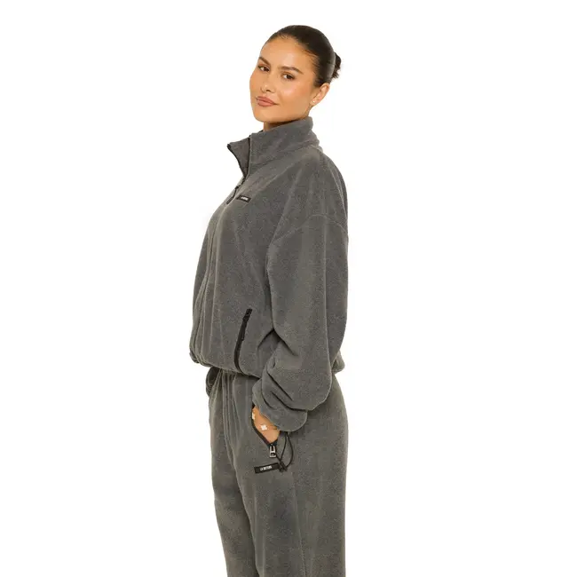 L.A Sisters FLEECE ZIP UP JACKET GREY