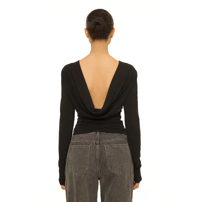L.A Sisters LONG SLEEVE OPEN BACK TOP BLACK