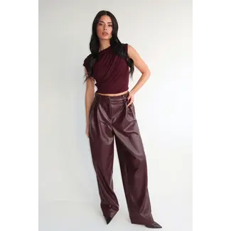 Unique the Label ZIVA LEATHER PANTALON BURGUNDY