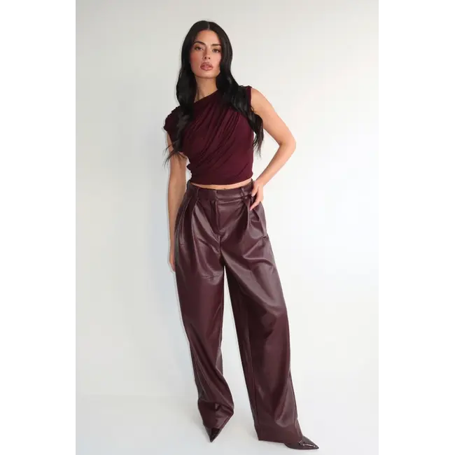 Unique the Label ZIVA LEATHER PANTALON BURGUNDY