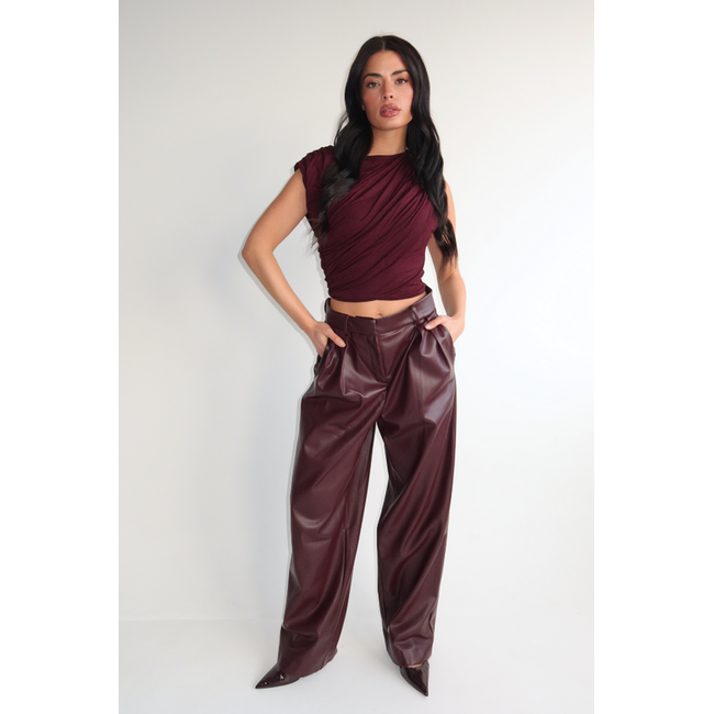 Unique the Label ZIVA LEATHER PANTALON BURGUNDY