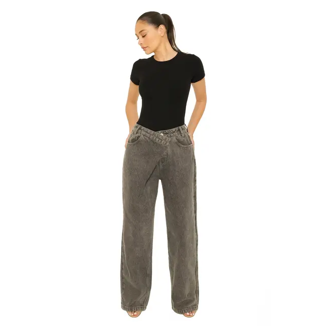 L.A Sisters FOLD OVER JEANS LIGHT GREY