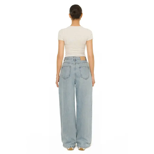 L.A Sisters FOLD OVER JEANS LIGHT BLUE