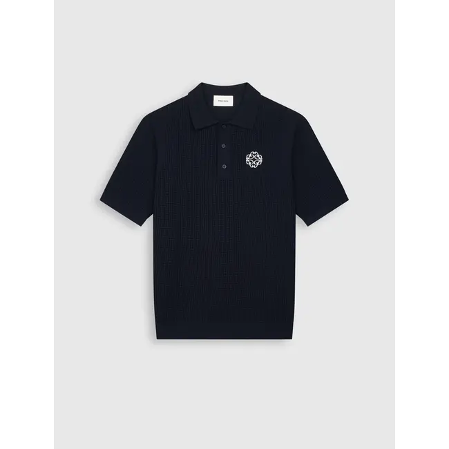 PURE PATH EMBLEM OPEN KNIT POLO DARK NAVY