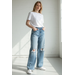 MOMO Fashion JEANS DESTROYED BOYFRIEND MID BLUE