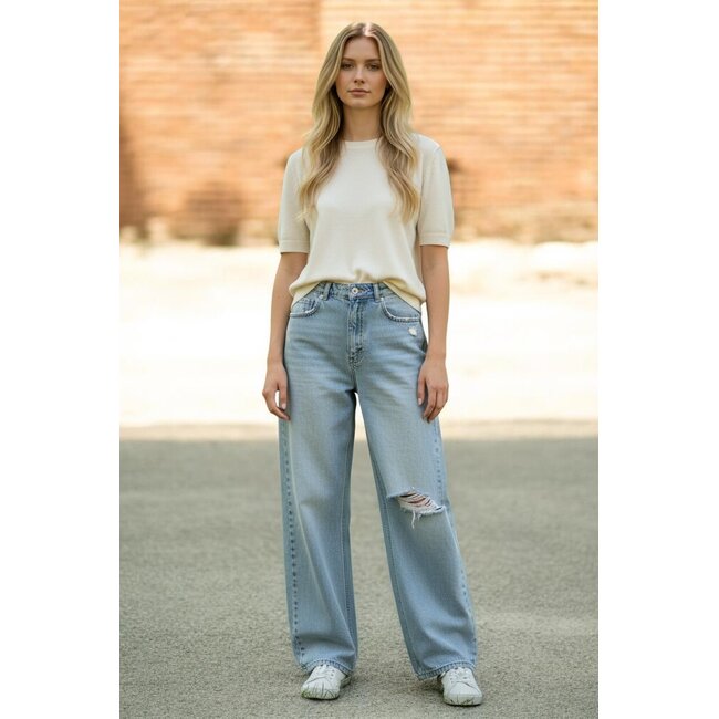 MOMO Fashion BAGGY BALLOON JEANS MID BLUE