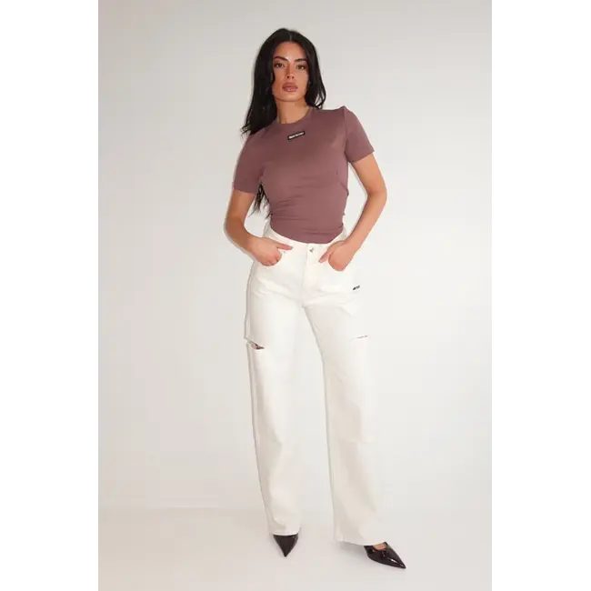 Unique the Label JUNE WIDE LEG JEANS OFF-WHITE