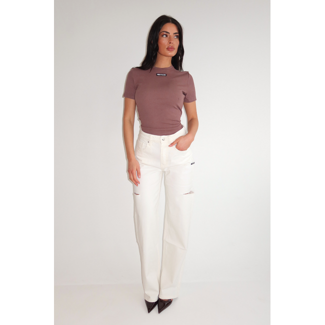 Unique the Label JUNE WIDE LEG JEANS OFF-WHITE