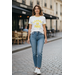 MOMO Fashion T-SHIRT CHARME DE PARIS WHITE/YELLOW ( ONE SIZE )