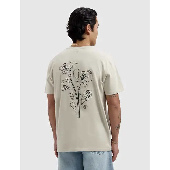 PURE PATH EMBROIDERED FLOWER T-SHIRT SAND