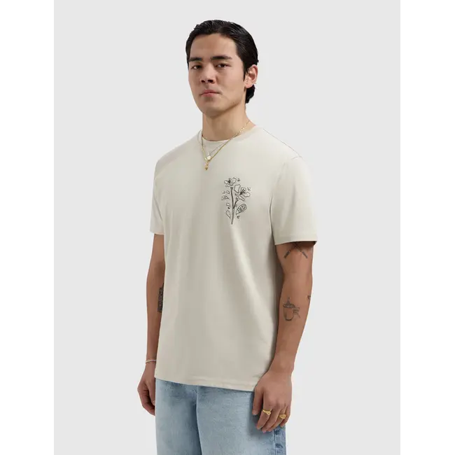 PURE PATH EMBROIDERED FLOWER T-SHIRT SAND