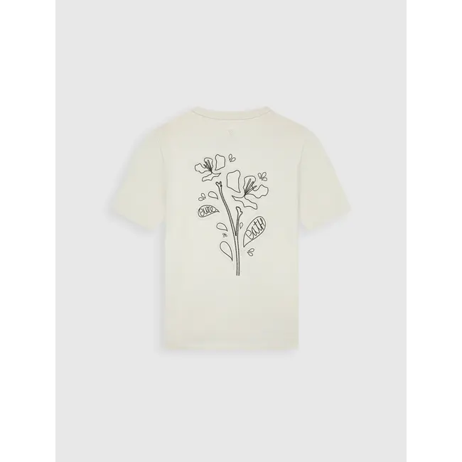 PURE PATH EMBROIDERED FLOWER T-SHIRT SAND
