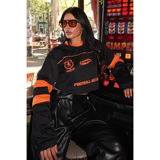 Unique the Label MAXIM CROPPED LONGSLEEVE BLACK/ORANGE