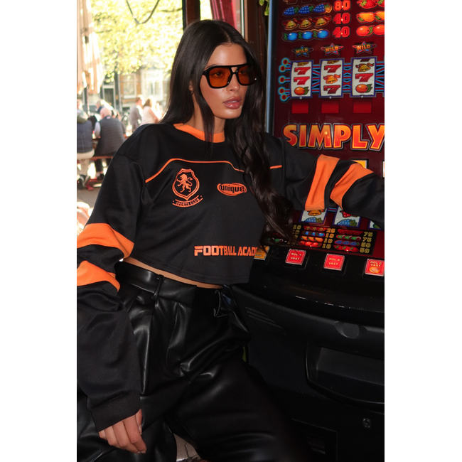 Unique the Label MAXIM CROPPED LONGSLEEVE BLACK/ORANGE