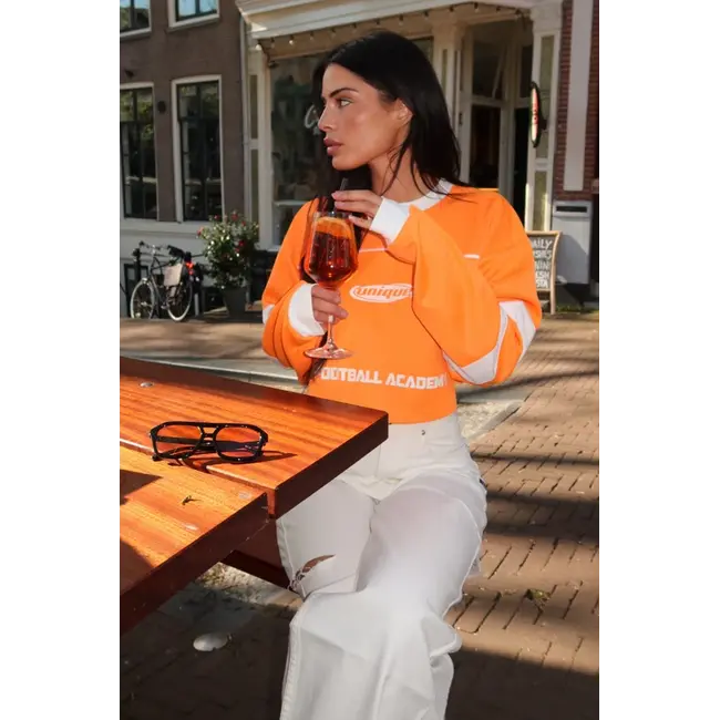 Unique the Label MAXIM CROPPED LONGSLEEVE ORANGE/WHITE