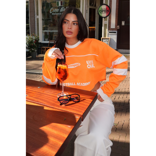 Unique the Label MAXIM CROPPED LONGSLEEVE ORANGE/WHITE