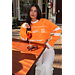 Unique the Label MAXIM CROPPED LONGSLEEVE ORANGE/WHITE