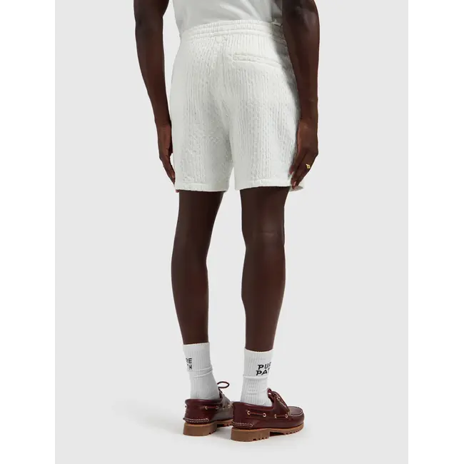 PURE PATH STRUCTURED DOBBY WEAVE SHORTS OFF WHITE