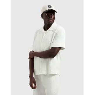 PURE PATH STRUCTURED DOBBY WEAVE SHORTSLEEVE SHIRT OFF WHITE