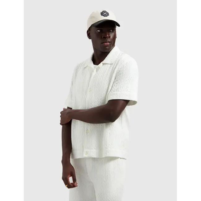 PURE PATH STRUCTURED DOBBY WEAVE SHORTSLEEVE SHIRT OFF WHITE